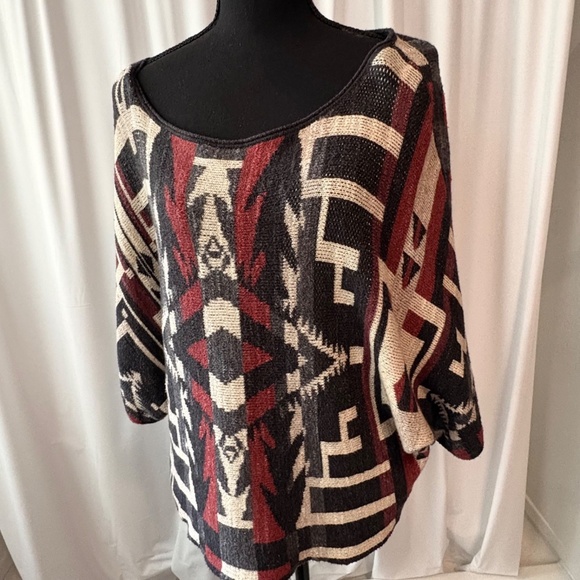 Denim & Supply Ralph Lauren Vintage Women's Aztec Western Cropped Knitted Top LG - Picture 3 of 8